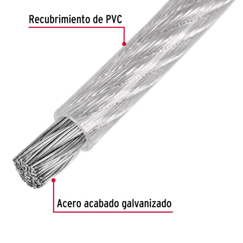 Metro de cable rígido 3/32' acero 7x7 recubierto PVC, 300 m | CAB-3/32RX3 | 48805