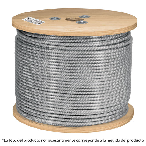 Metro de cable rígido 3/16' acero 7x7 recubierto PVC, 300 m | CAB-3/16RX3 | 48807