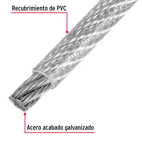 Metro cable flexible 3/32' acero 7x19 recubierto PVC, 300 m | CAB-3/32FX3 | 48809