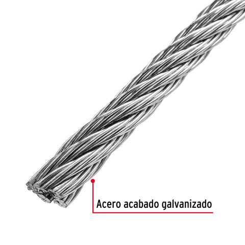 Metro de cable rígido 5/16' de acero 7x7 hilos, 75 m, FIERO | CAB-5/16R | 48813