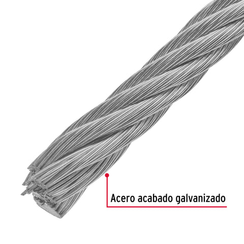 Metro de cable rígido 1/2' de acero 7x7 hilos, 75 m, FIERO | CAB-1/2R | 48815