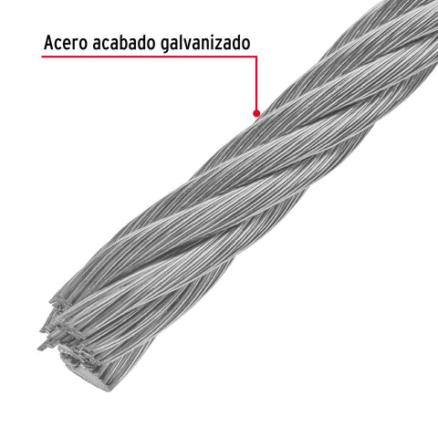 Metro de cable flexible 1/2' de acero 7x19 hilos, 75 m | CAB-1/2F | 48819
