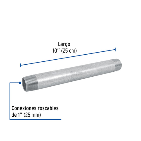 Niple de acero galvanizado 1 x 10', FOSET | CG-427 | 48826