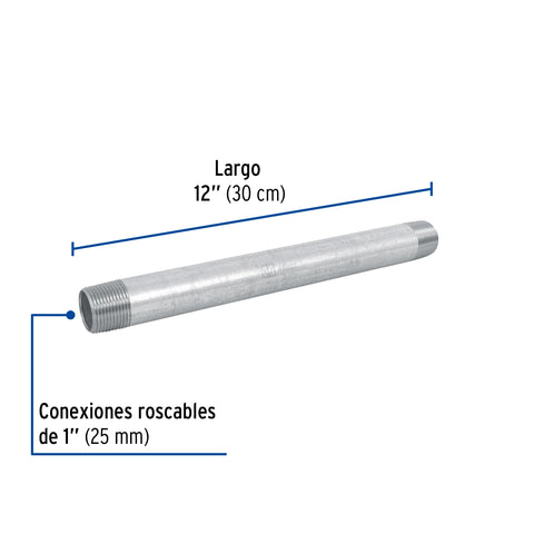 Niple de acero galvanizado 1 x 12', FOSET | CG-428 | 48827