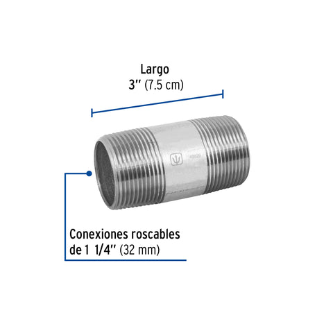 Niple de acero galvanizado 1-1/4 x 3', FOSET | CG-430 | 48829