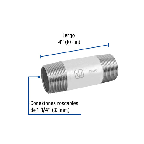 Niple de acero galvanizado 1-1/4 x 4', FOSET | CG-431 | 48830