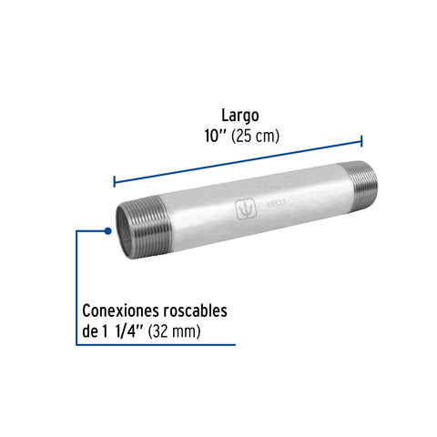Niple de acero galvanizado 1-1/4 x 10', FOSET | CG-434 | 48833