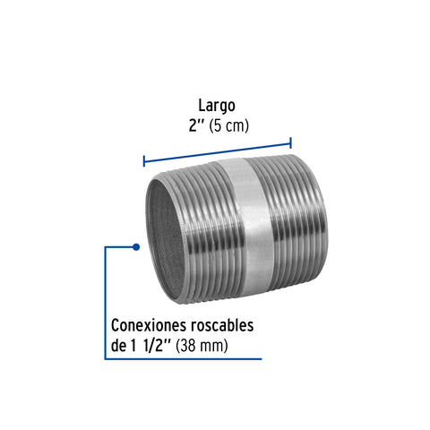 Niple de acero galvanizado 1-1/2 x 2', FOSET | CG-436 | 48835