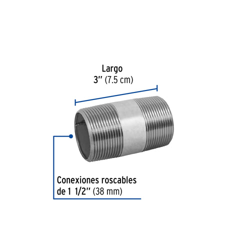 Niple de acero galvanizado 1-1/2 x 3', FOSET | CG-437 | 48836