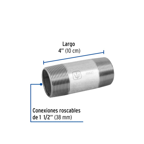 Niple de acero galvanizado 1-1/2 x 4', FOSET | CG-438 | 48837