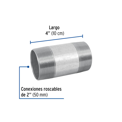 Niple de acero galvanizado, 2 x 4', FOSET | CG-444 | 48843