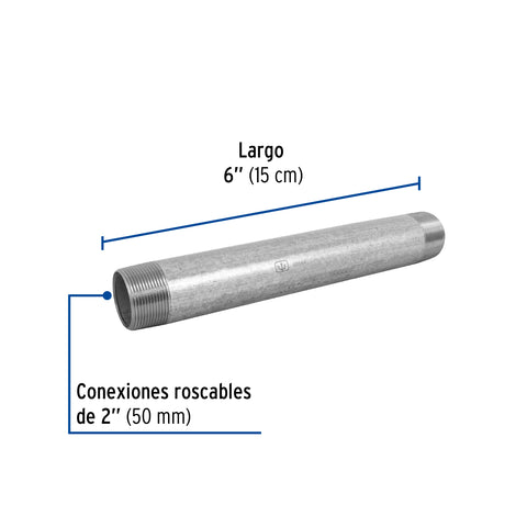 Niple de acero galvanizado 2 x 6', FOSET | CG-445 | 48844