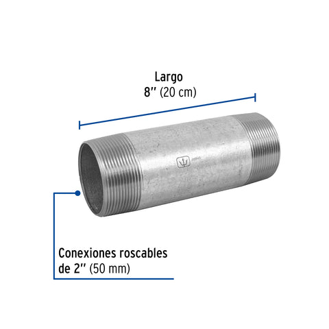 Niple de acero galvanizado 2 x 8', FOSET | CG-446 | 48845