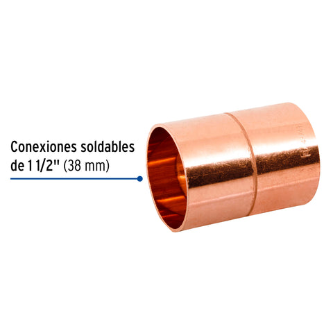 Cople de cobre 1-1/2', con ranura, FOSET | CC-265 | 48849