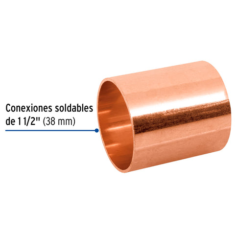 Cople de cobre 1-1/2', sin ranura, FOSET | CC-205 | 48852