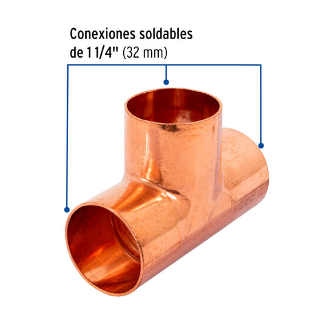 Tee sencilla de cobre 1-1/4', FOSET | CC-764 | 48863
