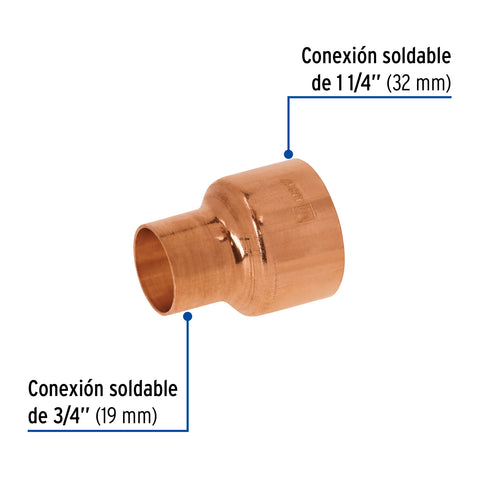Reducción campana de cobre 1-1/4 x 3/4', FOSET | CC-295 | 48867
