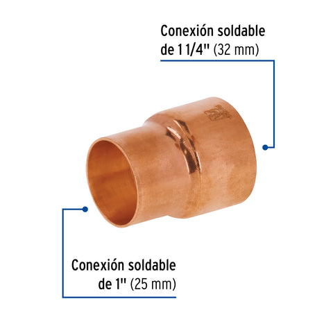 Reducción campana de cobre 1-1/4 x 1', FOSET | CC-296 | 48868
