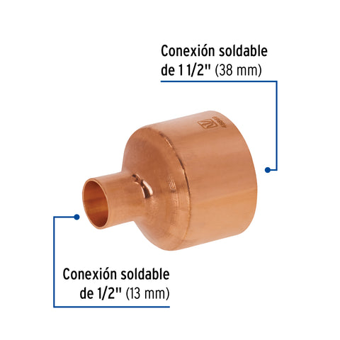 Reducción campana de cobre 1-1/2 x 1/2', FOSET | CC-297 | 48869