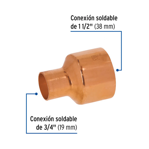 Reducción campana de cobre 1-1/2 x 3/4', FOSET | CC-298 | 48870