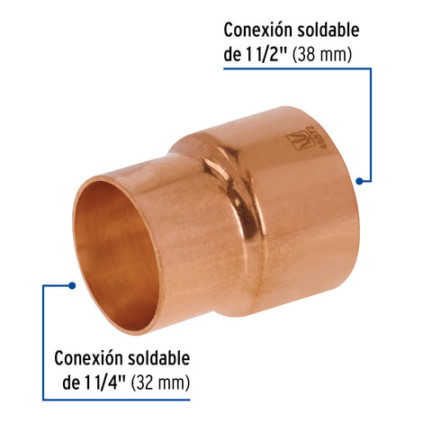 Reducción campana de cobre 1-1/2 x 1-1/4', FOSET | CC-301 | 48872