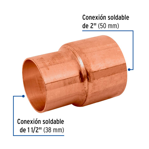 Reducción bushing de cobre 2 x 1-1/2', FOSET | CC-238 | 48877