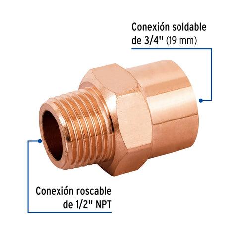 Conector reducido macho 1/2 x 3/4', FOSET | CC-631 | 48878