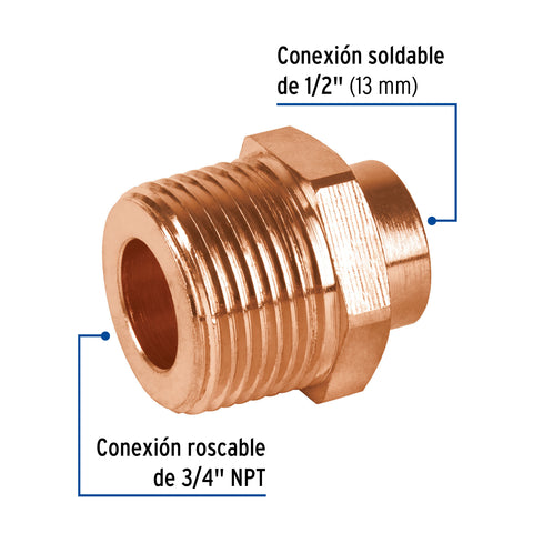 Conector reducido macho 3/4 x 1/2', FOSET | CC-632 | 48879