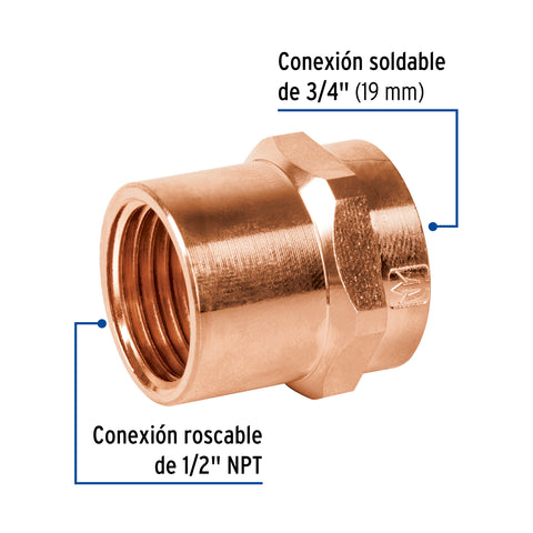 Conector reducido hembra 3/4 x 1/2', FOSET | CC-622 | 48881