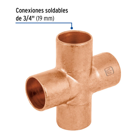 Cruz sencilla de cobre 3/4', FOSET | CC-772 | 48890