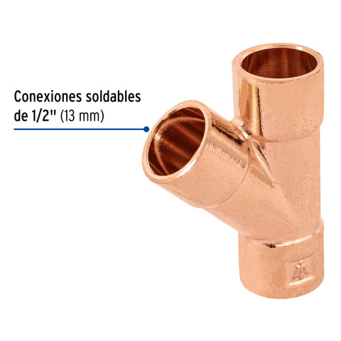 Yee sencilla de cobre 1/2', FOSET | CC-801 | 48892