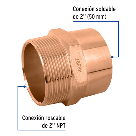 Conector de cobre, rosca exterior 2', FOSET | CC-616 | 48897