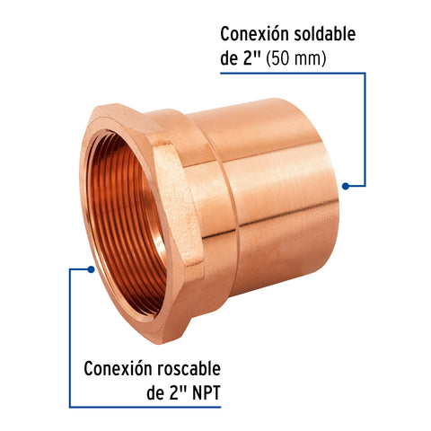 Conector de cobre, rosca interior 2', FOSET | CC-606 | 48900