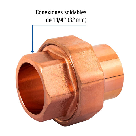 Tuerca unión de latón cobrizado 1-1/4', FOSET | CC-974 | 48901