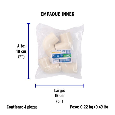 Codo 90° de CPVC de 1-1/4', FOSET | CPVC-564 | 48926