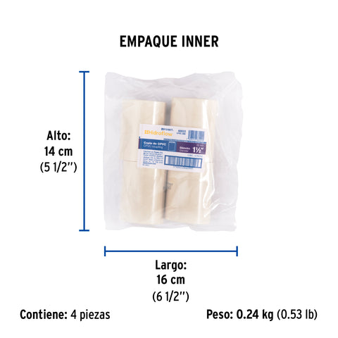 Cople de CPVC de 1-1/2', FOSET | CPVC-265 | 48933