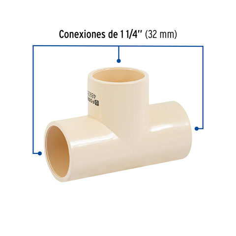 Tee sencilla de CPVC de 1-1/4', FOSET | CPVC-764 | 48935