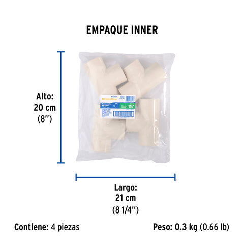 Tee sencilla de CPVC de 1-1/4', FOSET | CPVC-764 | 48935