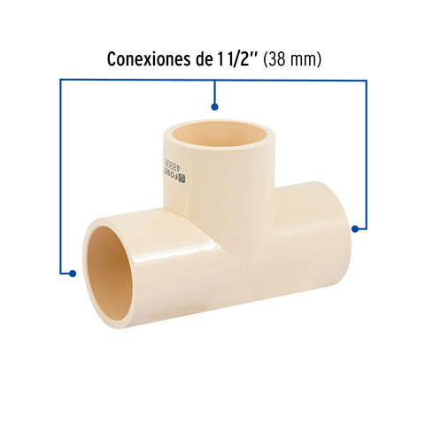 Tee sencilla de CPVC de 1-1/2', FOSET | CPVC-765 | 48936