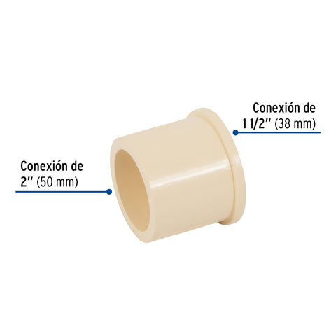 Reducción bushing de CPVC 1-1/2' x 2', FOSET | CPVC-241 | 48945