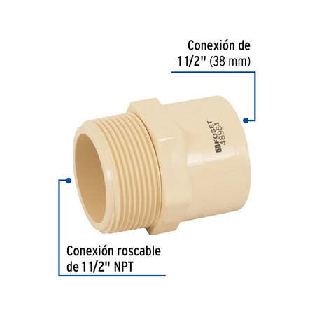 Conector macho CPVC 1-1/2', FOSET | CPVC-615 | 48954