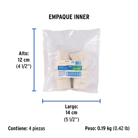 Conector hembra CPVC 1-1/4', FOSET | CPVC-604 | 48956