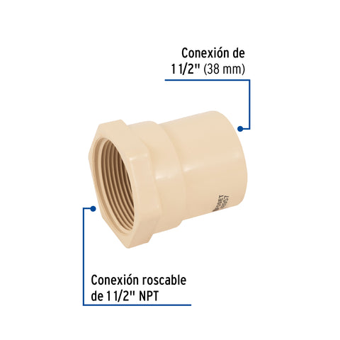 Conector hembra CPVC 1-1/2', FOSET | CPVC-605 | 48957