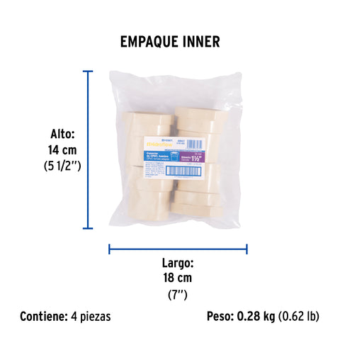Conector hembra CPVC 1-1/2', FOSET | CPVC-605 | 48957