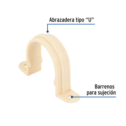 Abrazadera tipo 'U' de CPVC de 1-1/4', FOSET | CPVC-404 | 48961