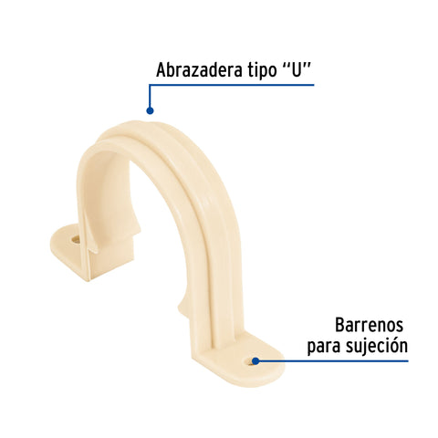 Abrazadera tipo 'U' de CPVC de 1-1/2', FOSET | CPVC-405 | 48962