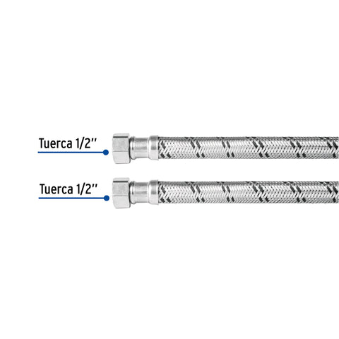 Manguera para boiler, acero inox, 1/2'x1/2', 60 cm, FOSET | FBO-2260X | 48965