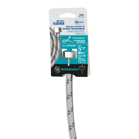 Manguera para monomando, acero inox, 1/2'x M10, 55 cm | FMO-55X | 48969