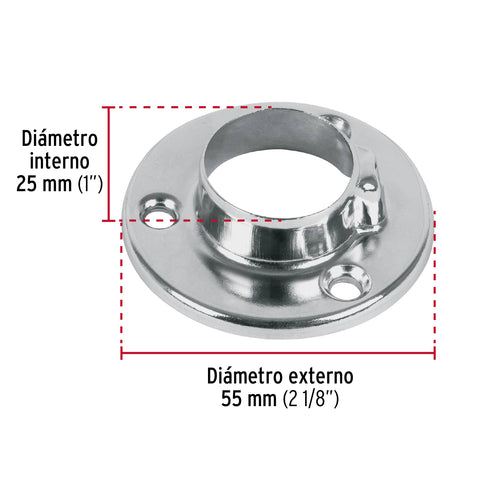 Brida cromada para tubo redondo de clóset, HERMEX | BTR-3 | 48975