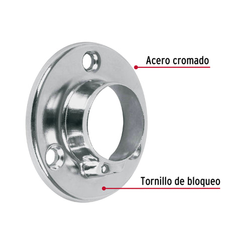 Brida cromada para tubo redondo de clóset, HERMEX | BTR-3 | 48975
